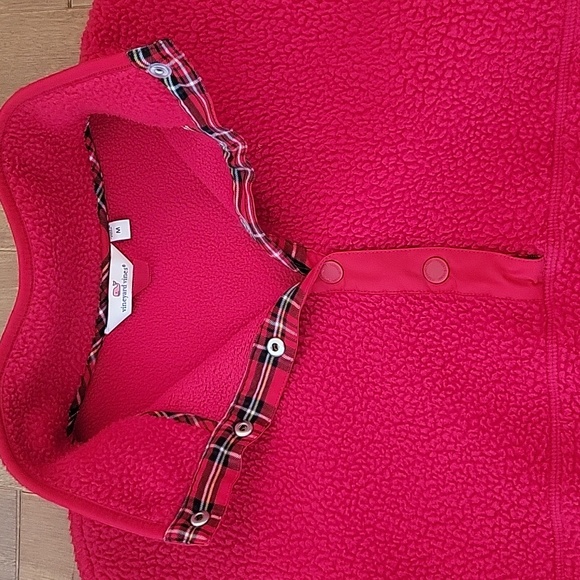 Vineyard Vines Red Sherpa T Snap Style Fleece Pullover Sweater Medium - Picture 3 of 8